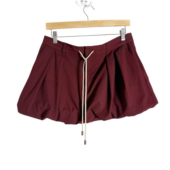 Zara Dresses & Skirts - Zara Solid Maroon Balloon Drawstring Mini Skirt Size Medium